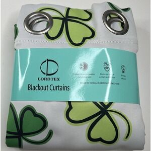 NWT Lordtex Blackout Blackout Curtain  52”x84” White Clover Leaves